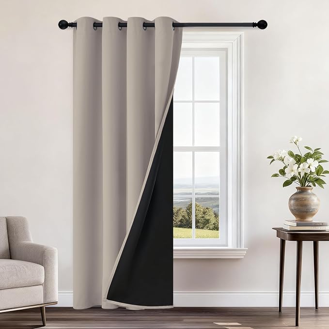 Yakamok 100% Blackout Curtains 84 Inches Long, 2 Thick Layers Heat and Full by Yakamok