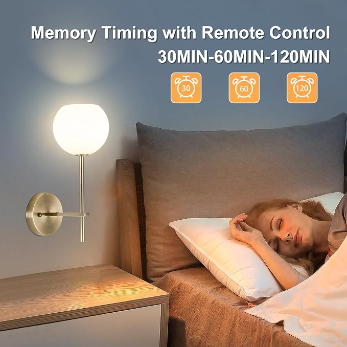 Brass Battery Operated Wall Sconces Set of 2, Rechargeable Wireless Wall Lights - Image 5
