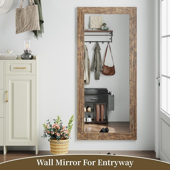 Syndra Modern Full Length Mirror Wood Frame, 65x24'' Large Floor Mirror - Image 4
