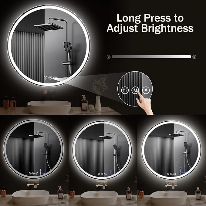 LED Bathroom Mirror 30 Inch Round Bathroom Mirror - Image 7