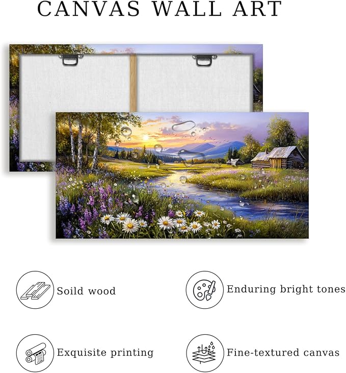SERIMINO Large Wall Art Prints, Rural Landscape Wall Decor, Meadow Wildflower - Image 6