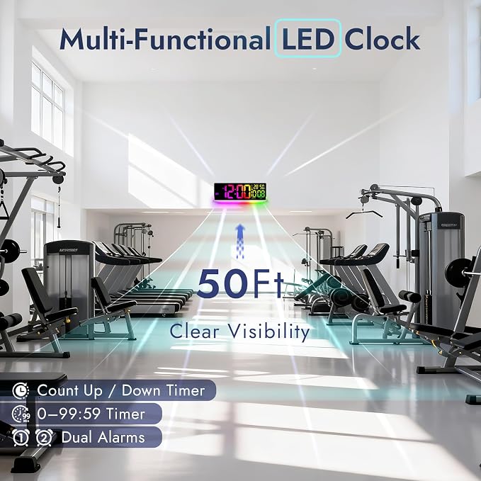 16.5" Large Digital Wall Clock: 11 Screen Colors and 13 U-Shaped RGB Backlight - Image 4