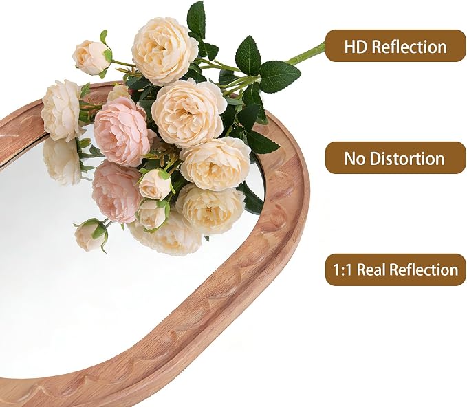 Entryway Small Mirrors for Wall, 16 x 12 Inch Bathroom Wood Mirror - Image 4