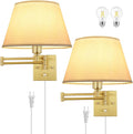 TRLIFE Dimmable Wall Sconce Plug in, Brushed Brass Wall Sconces Set of 2 Swing by TRLIFE