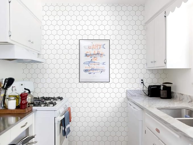 Kitchen Peel and Stick Wallpaper White Wallpaper Modern Contact Paper - Image 5