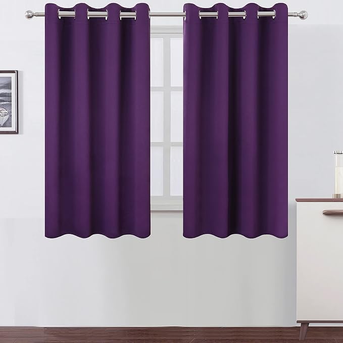 LEMOMO Purple Blackout Curtains/52 x 45 Inch Length Kids Curtains/Set of 2 by Lemomo