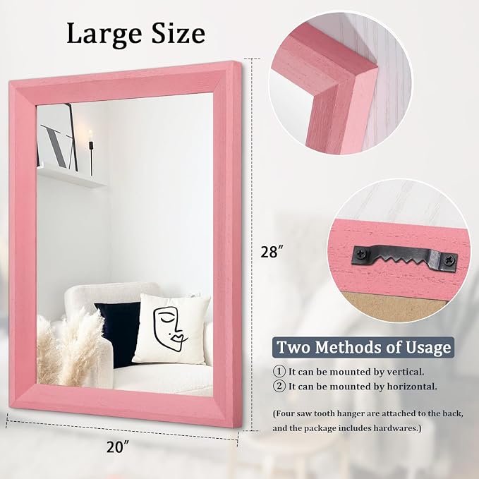 AAZZKANG Rectangle Mirror with Wood Frame Modern Farmhouse Wall Mirrors Decor - Image 2