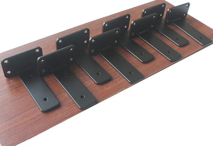 2 Pack - 5 inch Black Hidden L Shelf Bracket Iron Floating Shelf Brackets - Image 5
