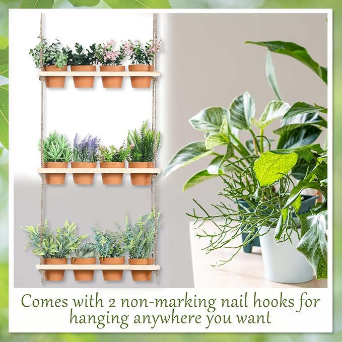 FillTouch 3 Tiered Hanging Herb Planters Hanging Herb Garden Wall - Image 4