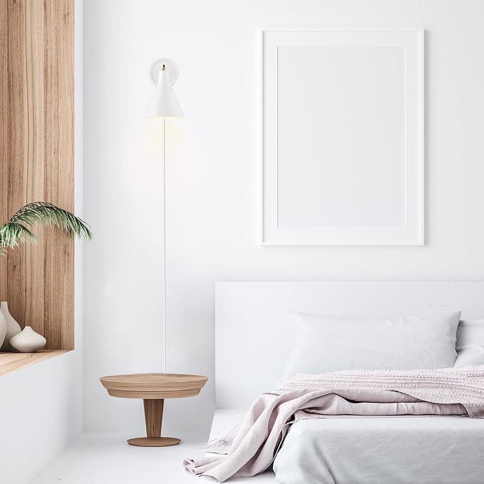 Globe Electric 65542 1-Light Plug-in or Hardwire Wall Sconce, Matte White - Image 4