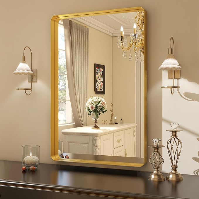 Easly 36 x 24 Inch Gold Bathroom Mirror - Image 2