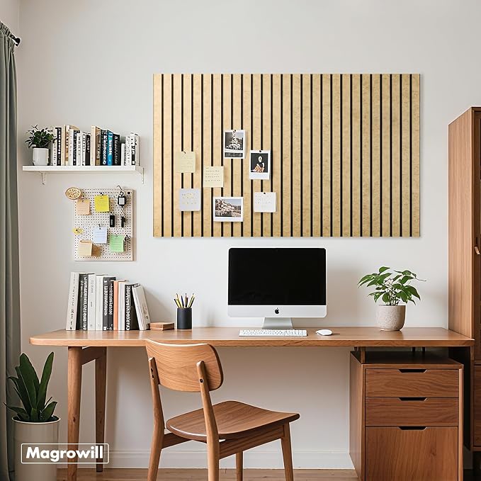 Cork Board Tiles for Wall with Push Pins, Removable 48" x 24" Slat Bulletin - Image 3