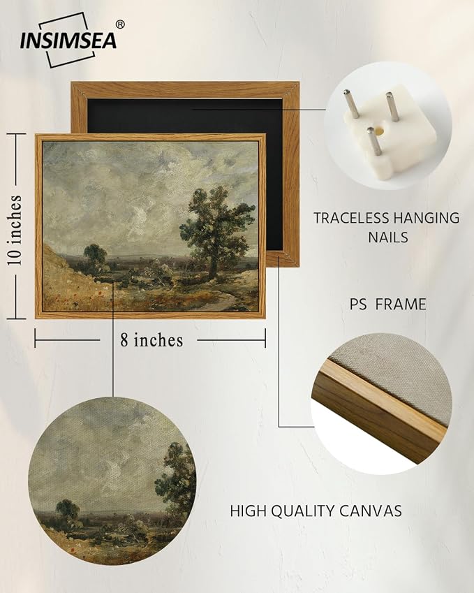 InSimSea Framed Canvas Wall Art, Vintage Landscape Painting, Rustic Nature - Image 5