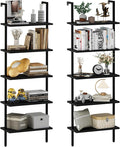 aboxoo Ladder Shelf 2PCS Open Bookshelf 5-Tier Wood Wall-Mounted Black Bookcase by aboxoo