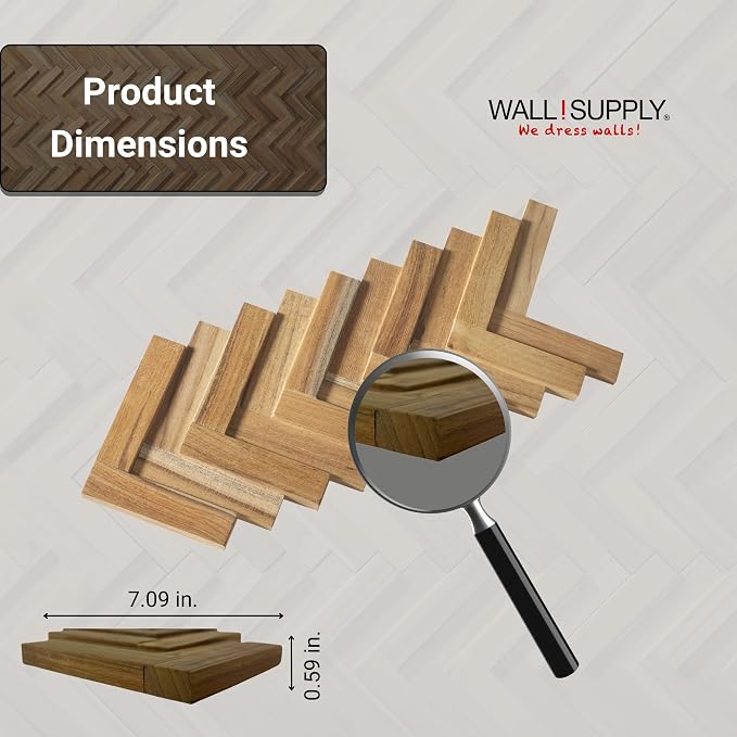 Wall!Supply 3D Wall Panels – Reclaimed Herringbone Asian Teak Wood – Home Decor - Image 6