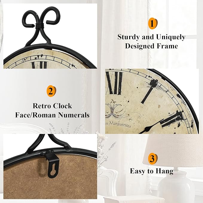 30 Inch Wall Clock for Living Room, Extra Large Farmhouse Wall Clock, Wrought - Image 3