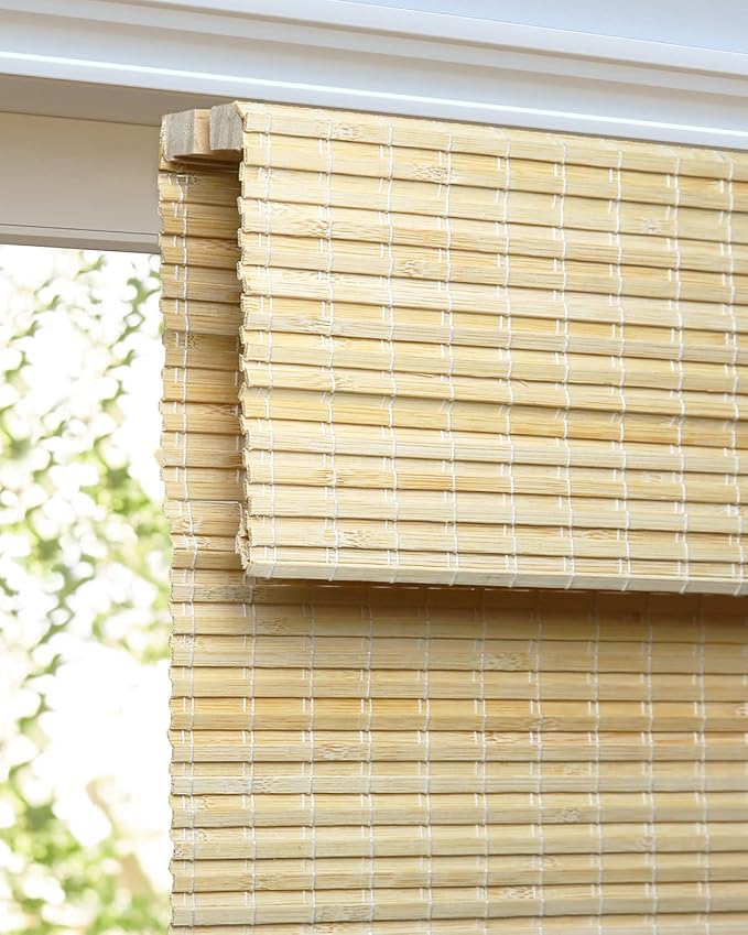 LazBlinds Cordless Bamboo Roman Shades, Privacy Window Treatment, Roll Up - Image 2
