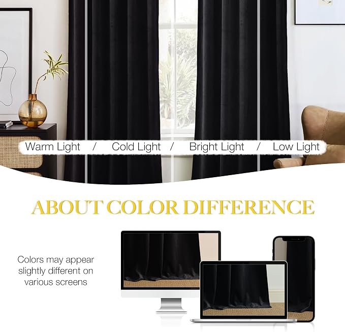 NICETOWN Black Out Velvet Curtains 98 inch Long - Image 4