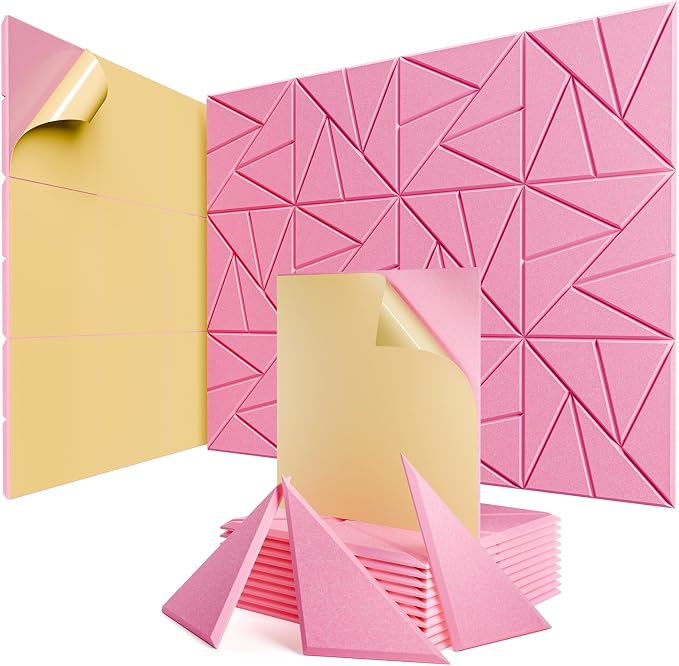 12 Pack Acoustic Panels with Self-Adhesive, Sound Panels High Density, by ROOME