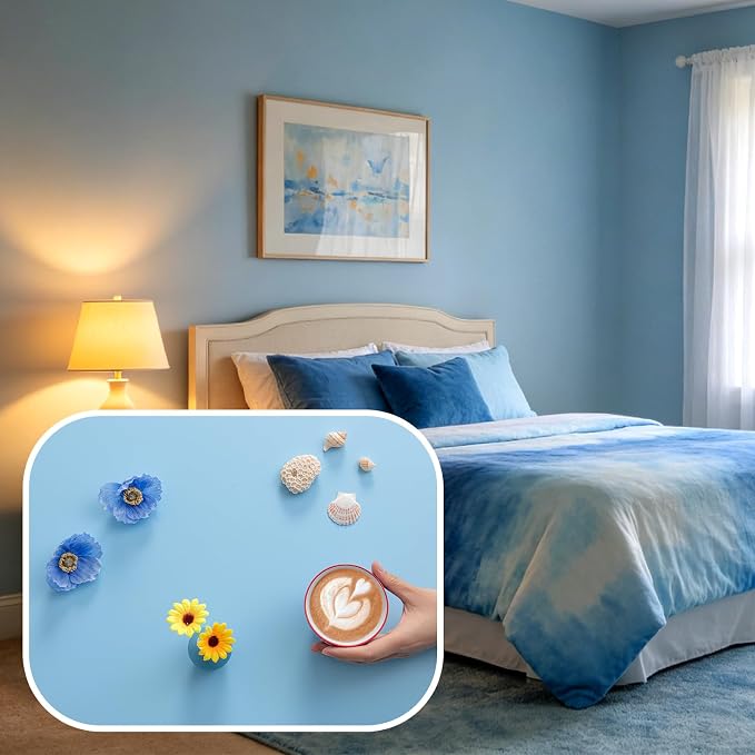 FUKU MON Light Blue Matte Contact Paper, Self-Adhesive Peel and Stick Wallpaper - Image 4