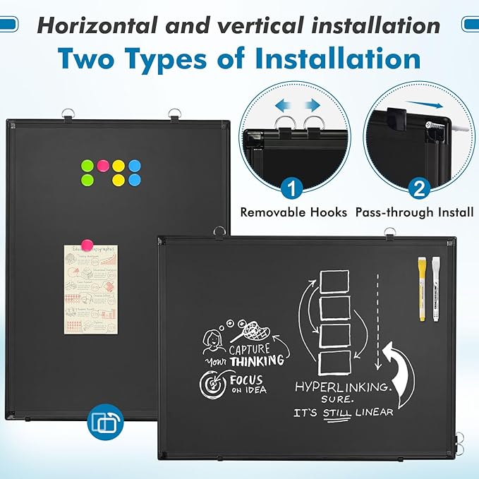 Magnetic Chalk Board, 36“x24” Black Chalkboard Double-Sided Dry Erase Board - Image 5