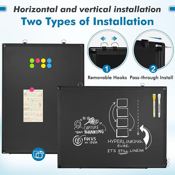 Magnetic Chalk Board, 24“x18” Black Chalkboard Double-Sided Dry Erase Board - Image 5
