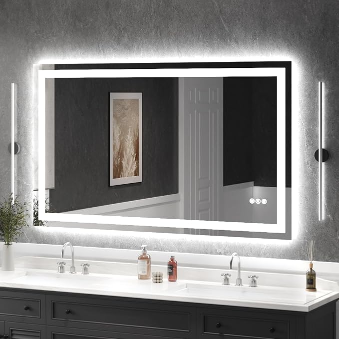 USHOWER LED Bathroom Mirror 60x36 Inch Tempered Glass by USHOWER