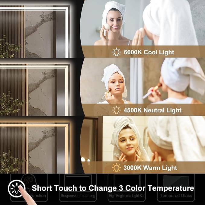Ratsamee 55x30 Inch LED Bathroom Mirror - Image 3