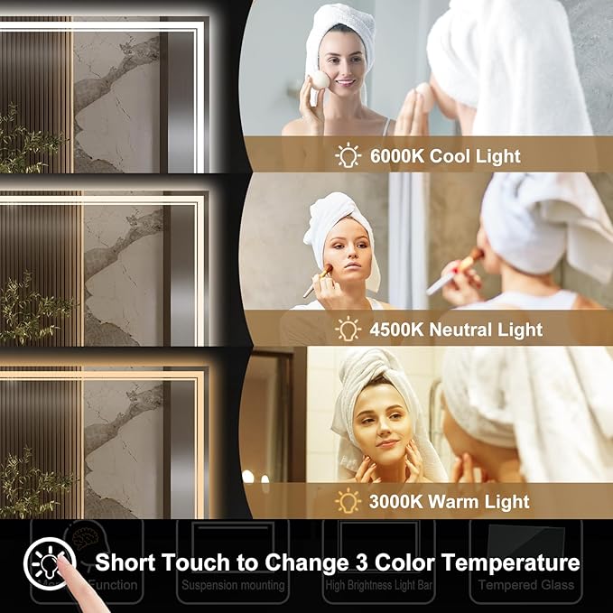 Ratsamee 96x36 Inch LED Bathroom Mirror - Image 3