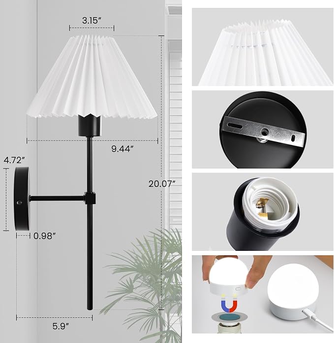 Rechargeable Battery Operated Wall Sconces Sets of 2, 15 Colors Wireless Wall - Image 5