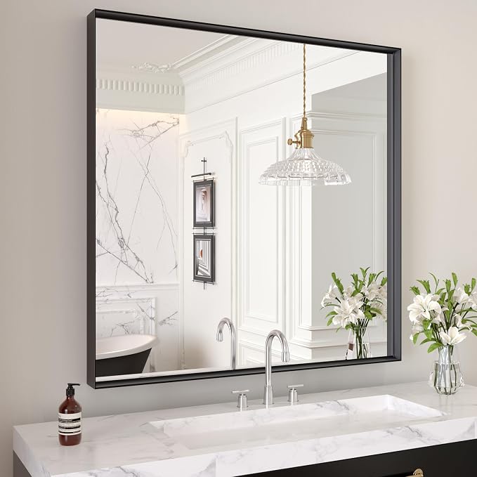 LOAAO Black Bathroom Mirror 36"X36" - Image 3