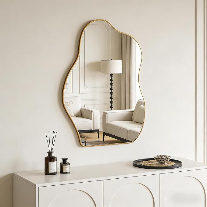 Ruomeng Irregular Wall Mirror Asymmetrical Mirror, Modern Decorative Wall Decor - Image 4