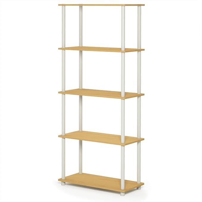 Furinno TURN-N-TUBE Storage Shelves, 5-Tier Book Shelf, Corner Shelf, Toolless - Image 5