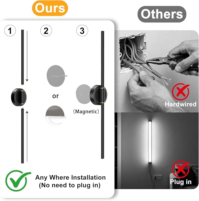 Battery Operated Wall Sconces Set of 2, Dimmable 8000mAh Rechargeable Wall - Image 8