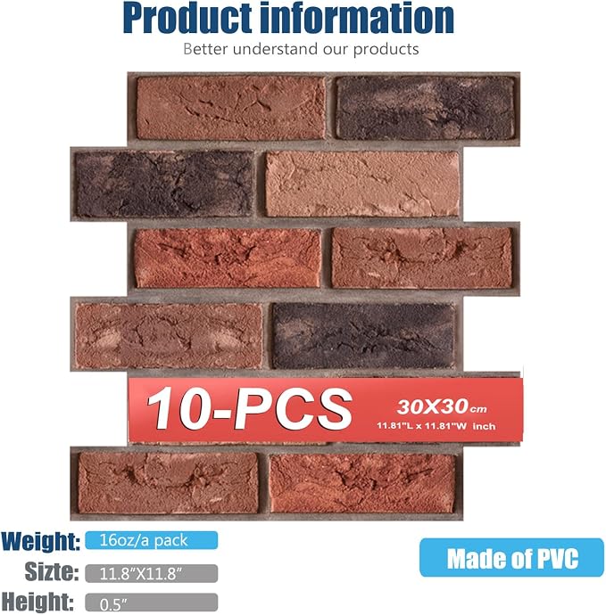 Faux Brick Wall Panels, 3D Wall Panel Peel and Stick, Brick Wallpaper, Faux - Image 5
