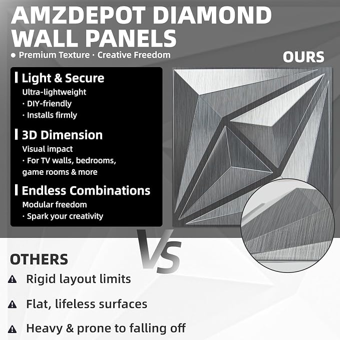 AMZDEPOT 3D Wall Panels for Interior Wall Decor, 3 Layout Options PVC Textured - Image 4