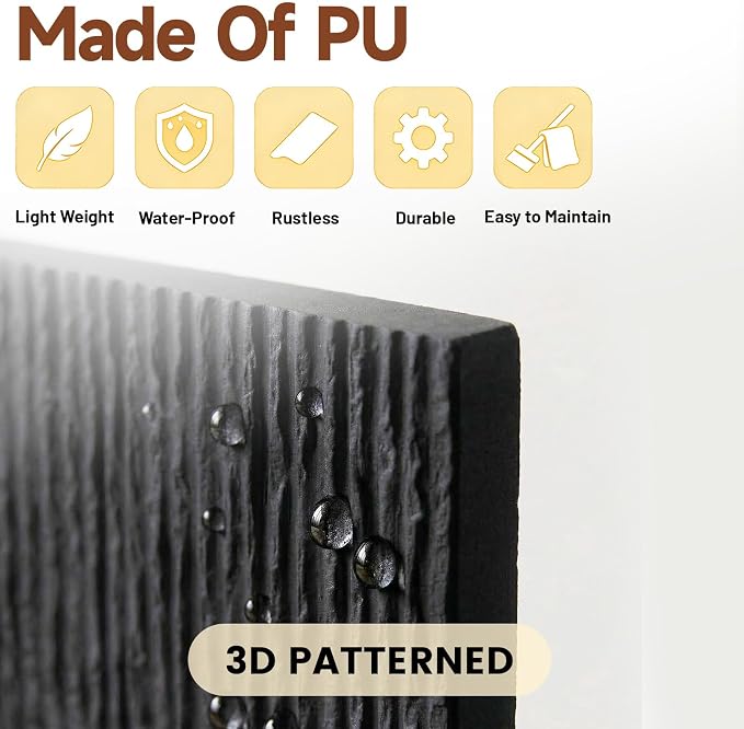 VooBang 4 Pack 3D Wall Panels, Waterfall Stone Texture PU Wall Panels, Accent - Image 4