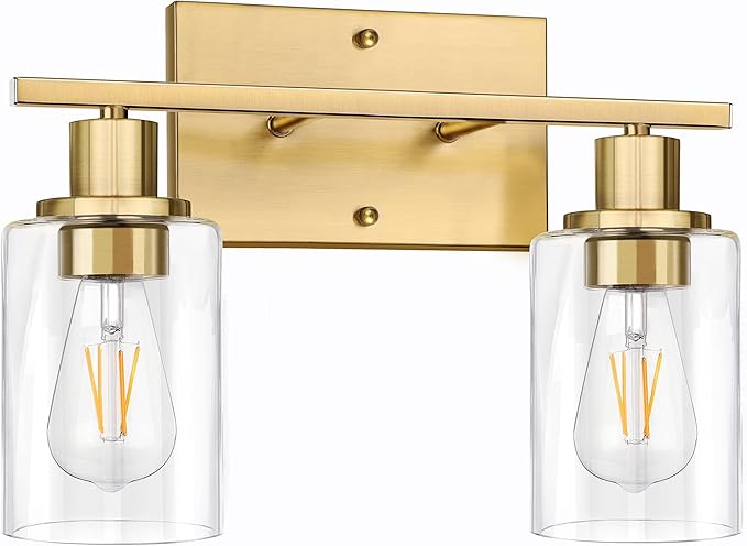 ShineTech 2-Light Gold Bathroom Vanity Fixtures, Modern Wall Lighting by ShineTech