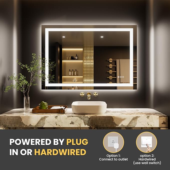 LOAAO 40"x28" LED Bathroom Mirror - Image 6