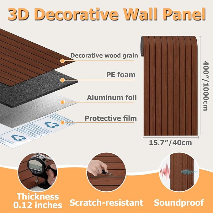 Arthome Peel and Stick Slat Wall Panels 15.7 "x400, Self-Adhesive PVC Wood - Image 8