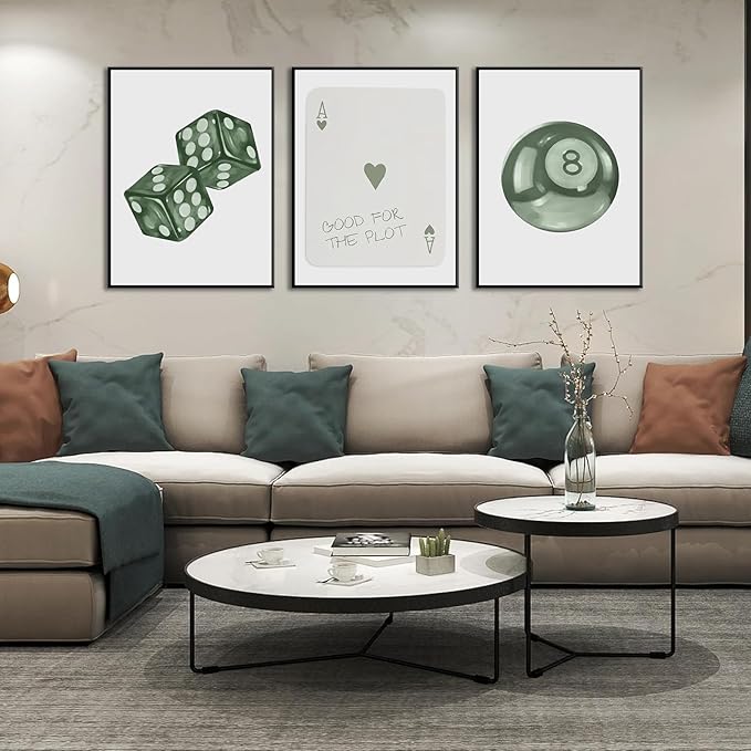 BOKPEN Green Poker Dice Canvas Wall Art Funky Y2K Trendy Preppy Pictures Lucky - Image 5