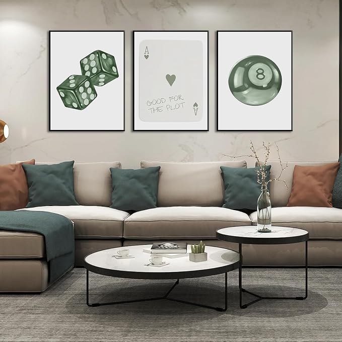 BOKPEN Green Poker Dice Canvas Wall Art Funky Y2K Trendy Preppy Pictures Lucky - Image 5