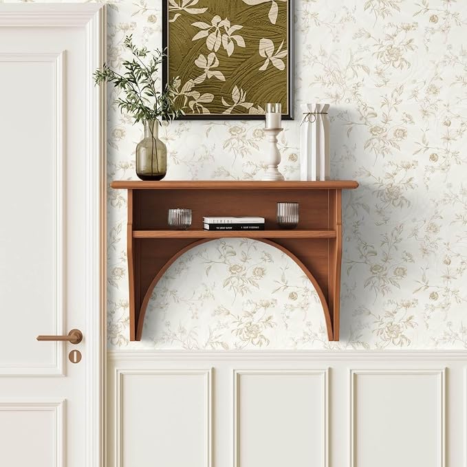 Ismoon Floral Peel and Stick Wallpaper Vintage Beige Stick on Wall Paper French - Image 5