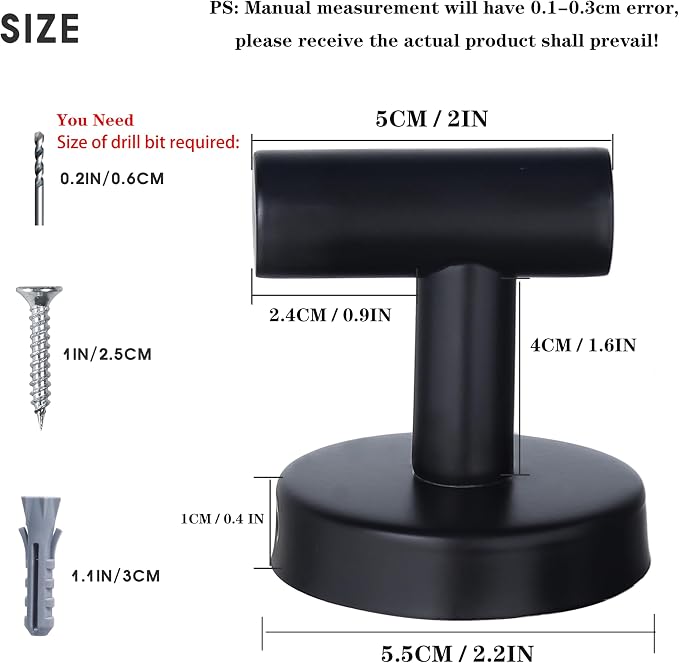 2 Pack Bathroom Towel Hooks Wall Mount Hooks Matte Black Towel Racks Coat Hooks - Image 5