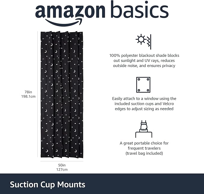 Amazon Basics Portable Room Darkening Blackout Curtain Shade - Image 2