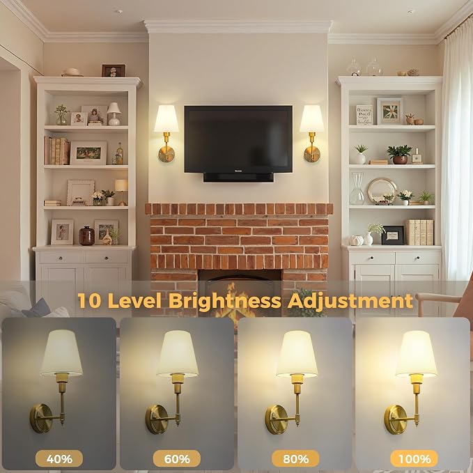 DORESshop Battery Operated Wall Sconce Set of 2, Wall Light Wireless Easy to - Image 6