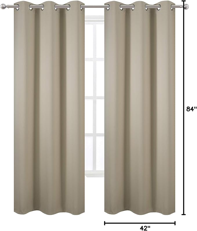 LEMOMO Beige Blackout Curtains/42 x 84 Inch/Set of 2 Panels Room Darkening - Image 10