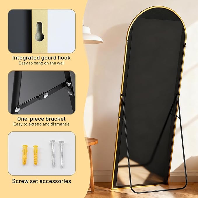 Simple Deluxe Arched Full Length Mirror, - Image 5