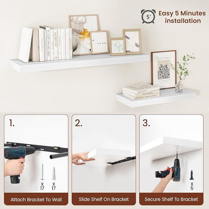Vivelove 24/36/48/55 Inch Floating Shelves - Image 8