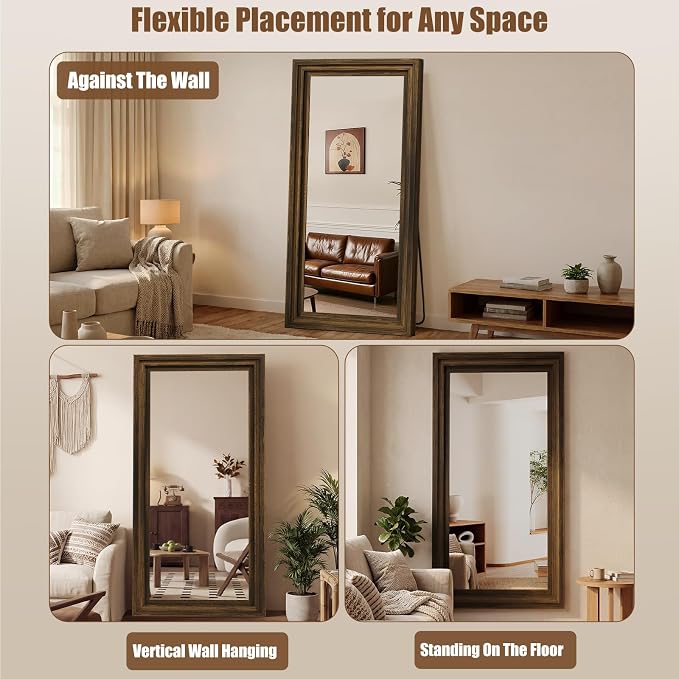 Full Length Mirror 71"x30", Large Solid Wood Frame Floor Mirror, Leaning Floor - Image 4